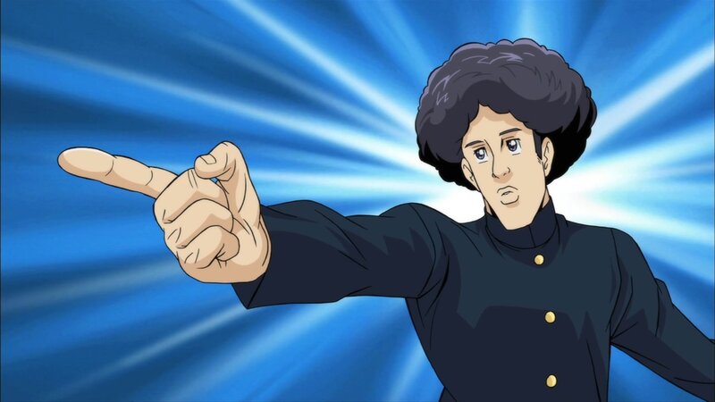 Anime Character Pointing — Blue, Dramatic, Pointing Hand, Blue Background
