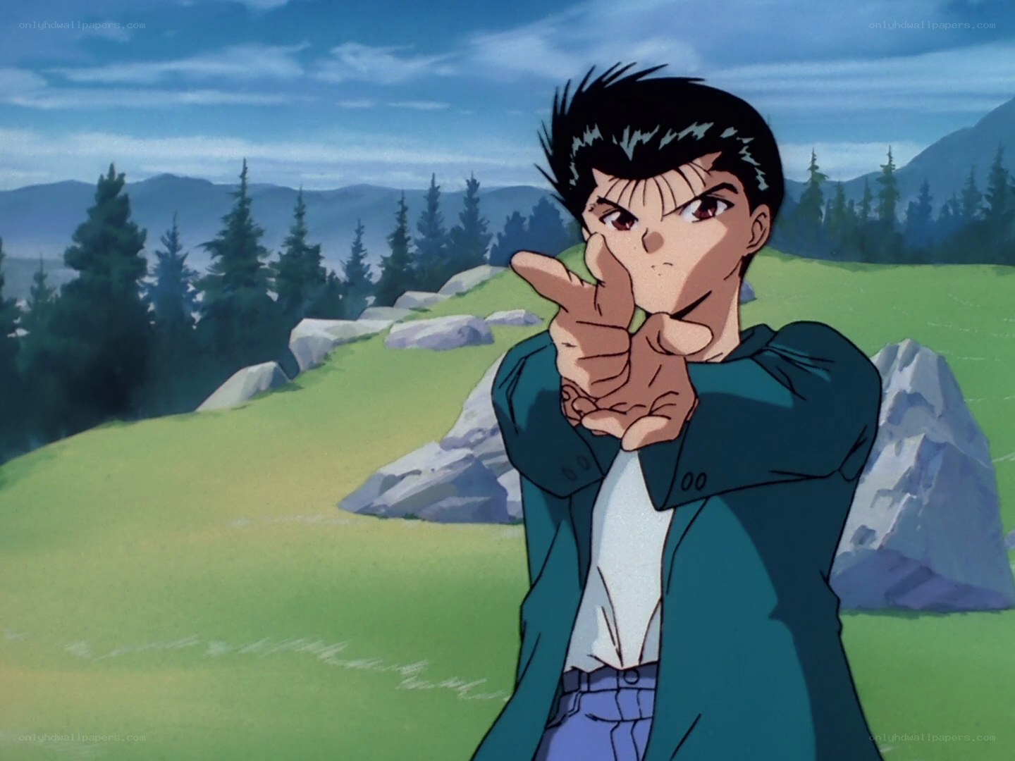 anime character pointing finger