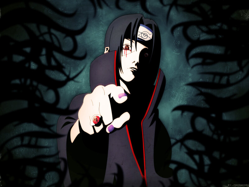 Anime Character Pointing Finger — Black, Dramatic, Blood