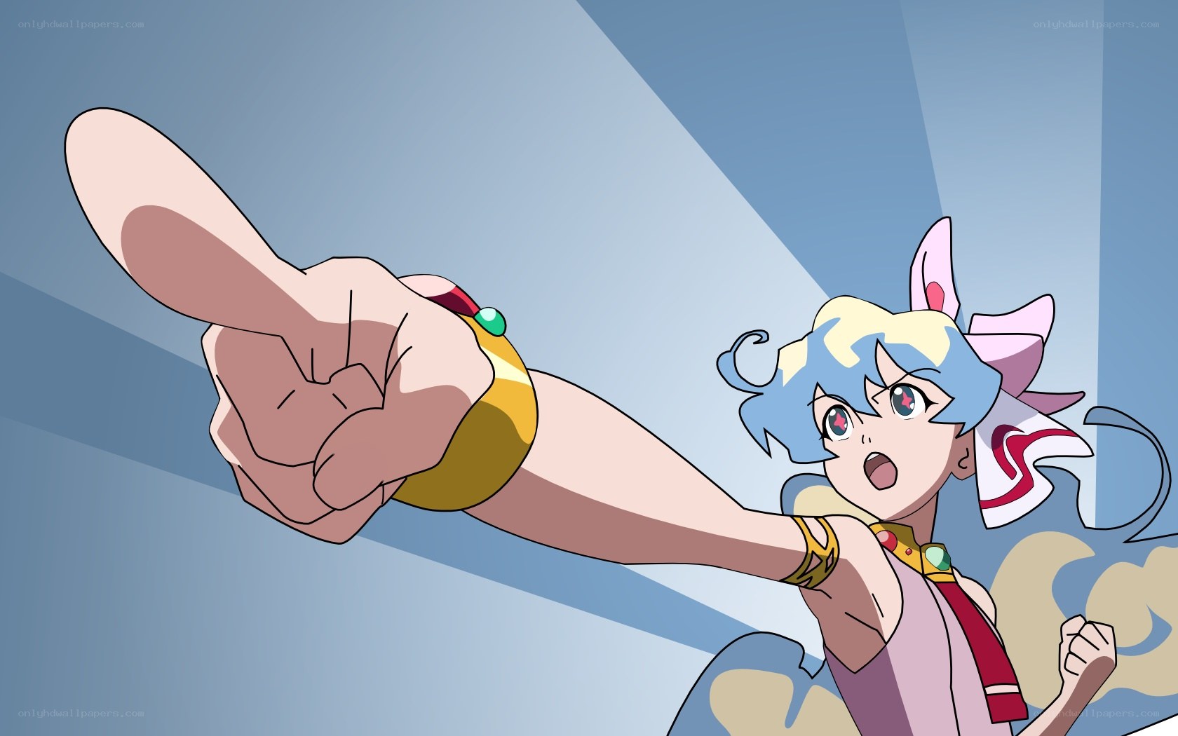 anime character pointing forward