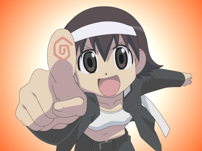 anime character pointing forward