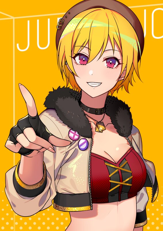 Anime Character Pointing — Yellow, Confident