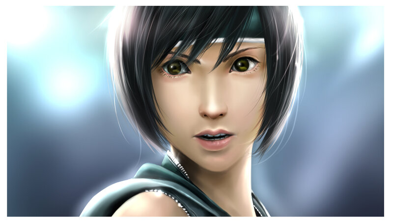 Anime Character Portrait — Black, Dramatic, Digital Art, Short Hair