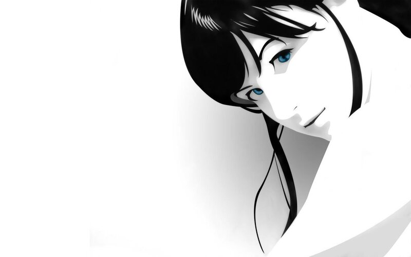 Anime Character Portrait — Black, Dramatic, Manga, Blue Eyes