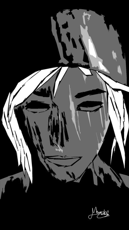 Anime Character Portrait — Black, Dramatic, Manga, Hat