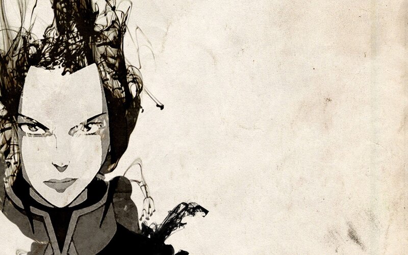 Anime Character Portrait — Black, Dramatic, Manga, Ink Splatter