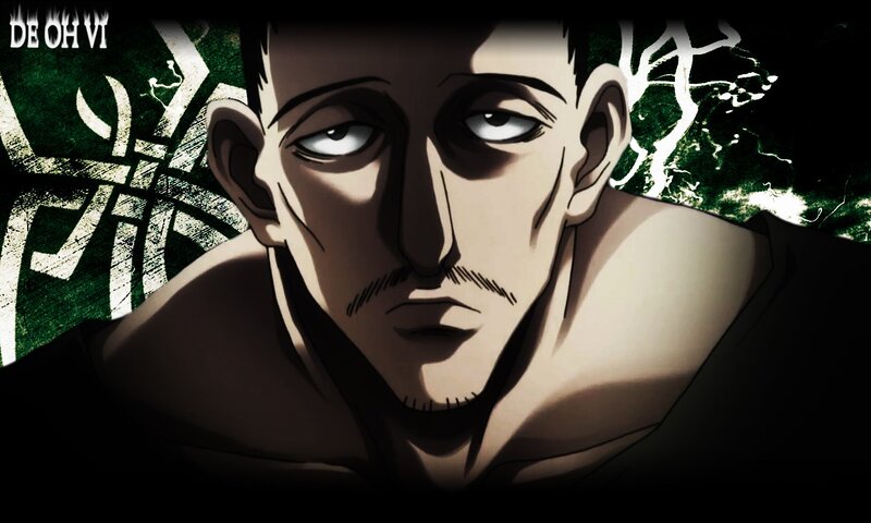 Anime Character Portrait — Black, Dramatic, Manga, Text, Green Background