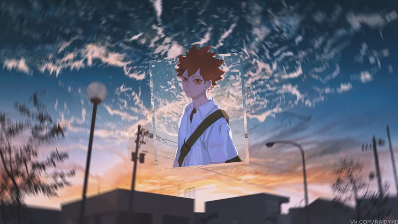 Anime Character Portrait — Blue, Dramatic, Sunset