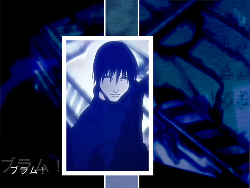 Anime Character Portrait — Blue, Dramatic, Text