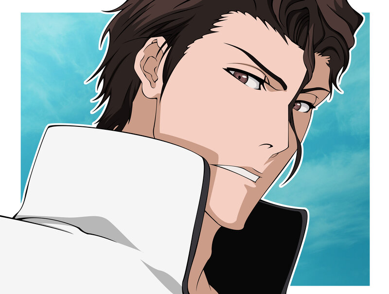 Anime Character Portrait — Blue, Serious, White Collar
