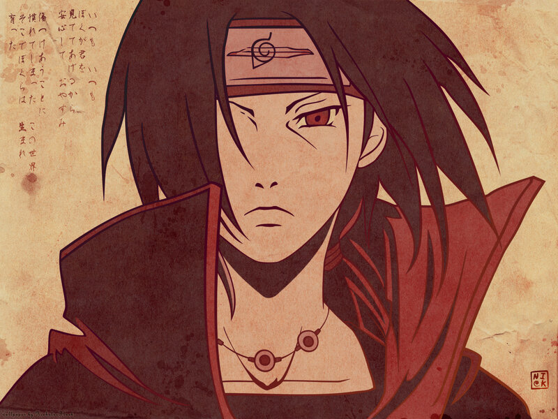 Anime Character Portrait — Brown, Serious, Manga, Headband, Necklace, Text