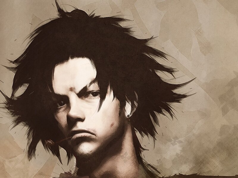 Anime Character Portrait — Brown, Serious, Manga, Spiky Hair