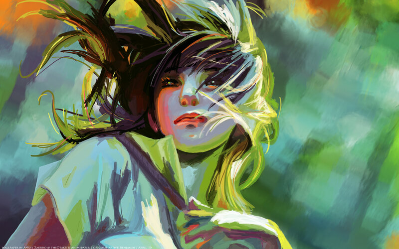 Anime Character Portrait — Green, Dramatic, Digital Art, Hair