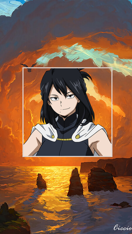 Anime Character Portrait — Orange, Dramatic, Sunset, Digital Art