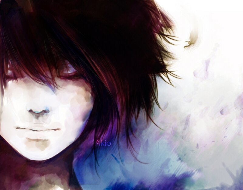 Anime Character Portrait — Purple, Dramatic, Digital Art, Hair