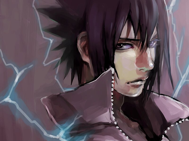 Anime Character Portrait — Purple, Dramatic, Digital Art