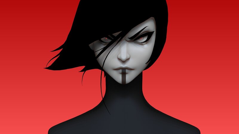 Anime Character Portrait — Red, Dramatic, Digital Art, Red Eyes