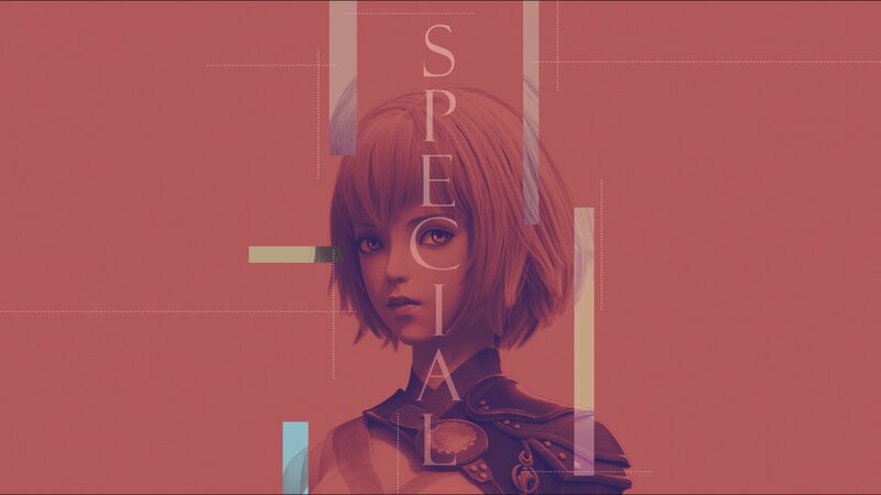 Anime Character Portrait — Red, Dramatic, Digital Art, Text Overlay