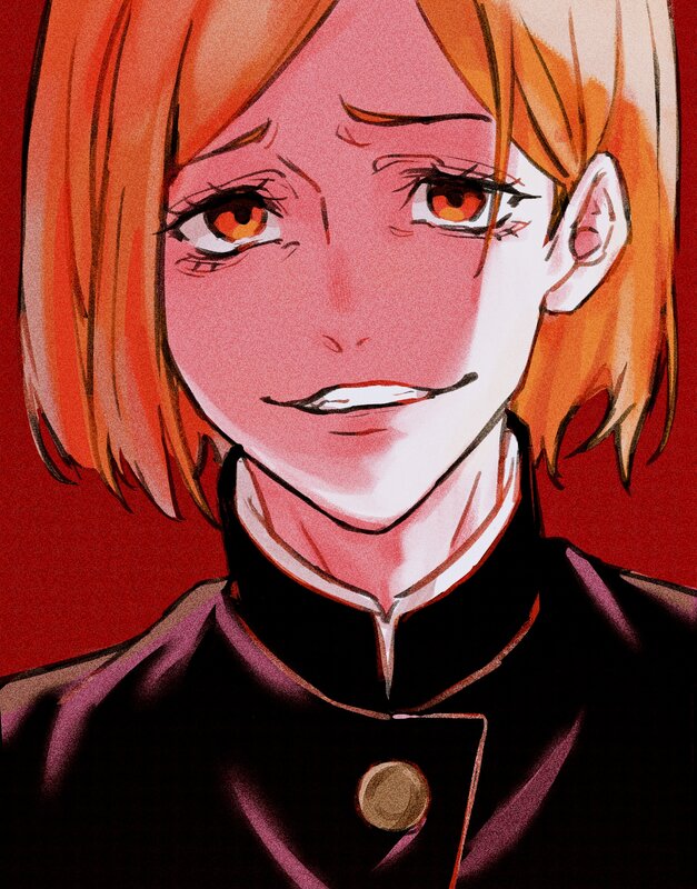 Anime Character Portrait — Red, Dramatic, Manga, Red Background