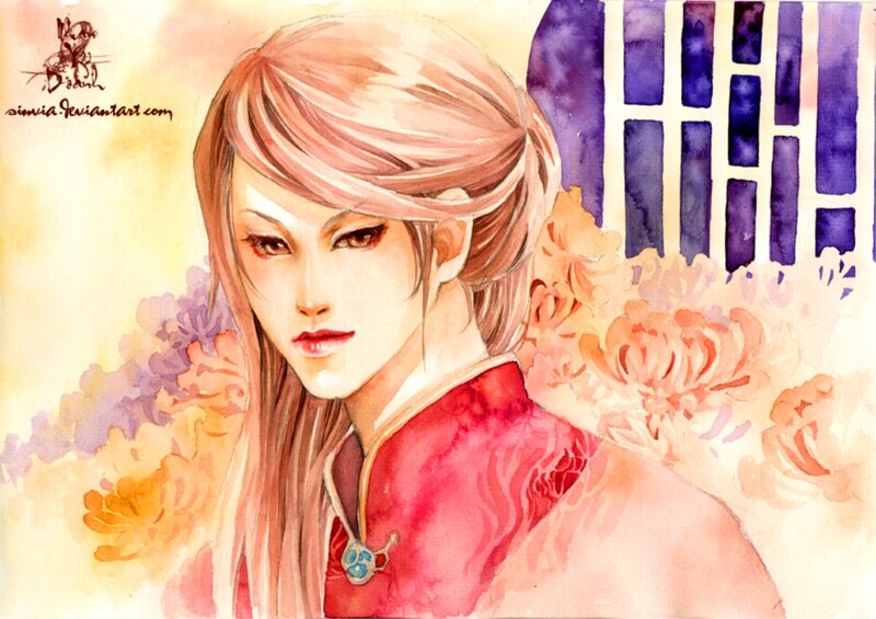 Anime Character Portrait — Red, Serene
