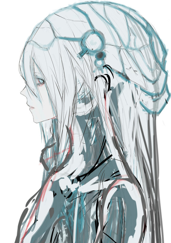 Anime Character Portrait — White, Calm, Digital Art