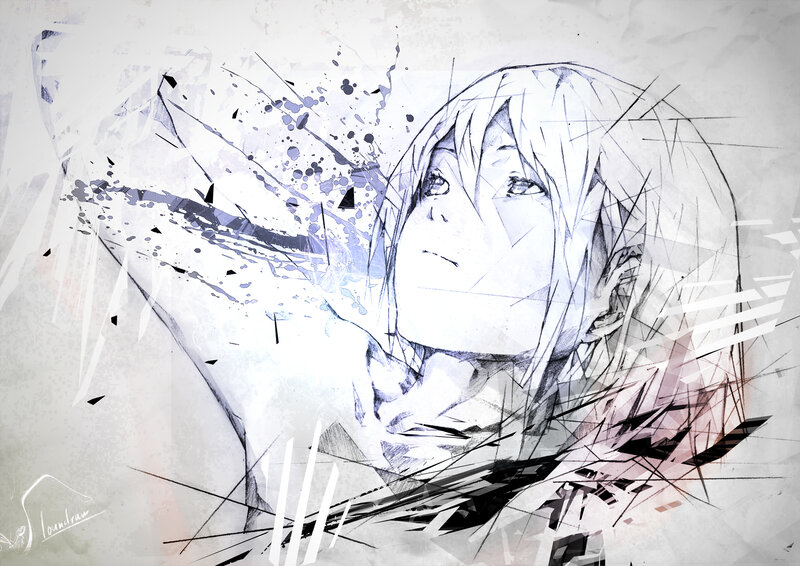 Anime Character Portrait — White, Dramatic, Digital Art