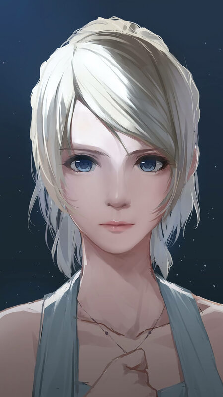 Anime Character Portrait — White, Serene
