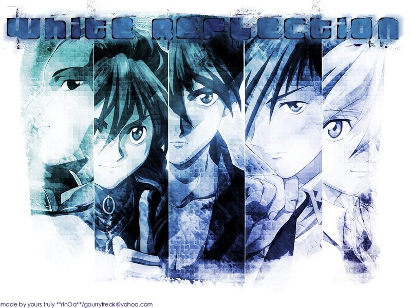 Anime Character Portraits — Blue, Dramatic, Digital Art, Text