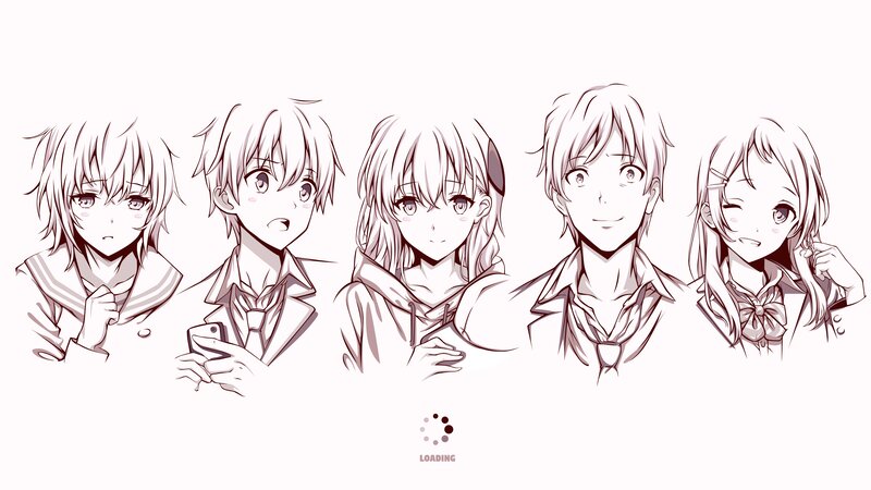Anime Character Portraits — White, Neutral
