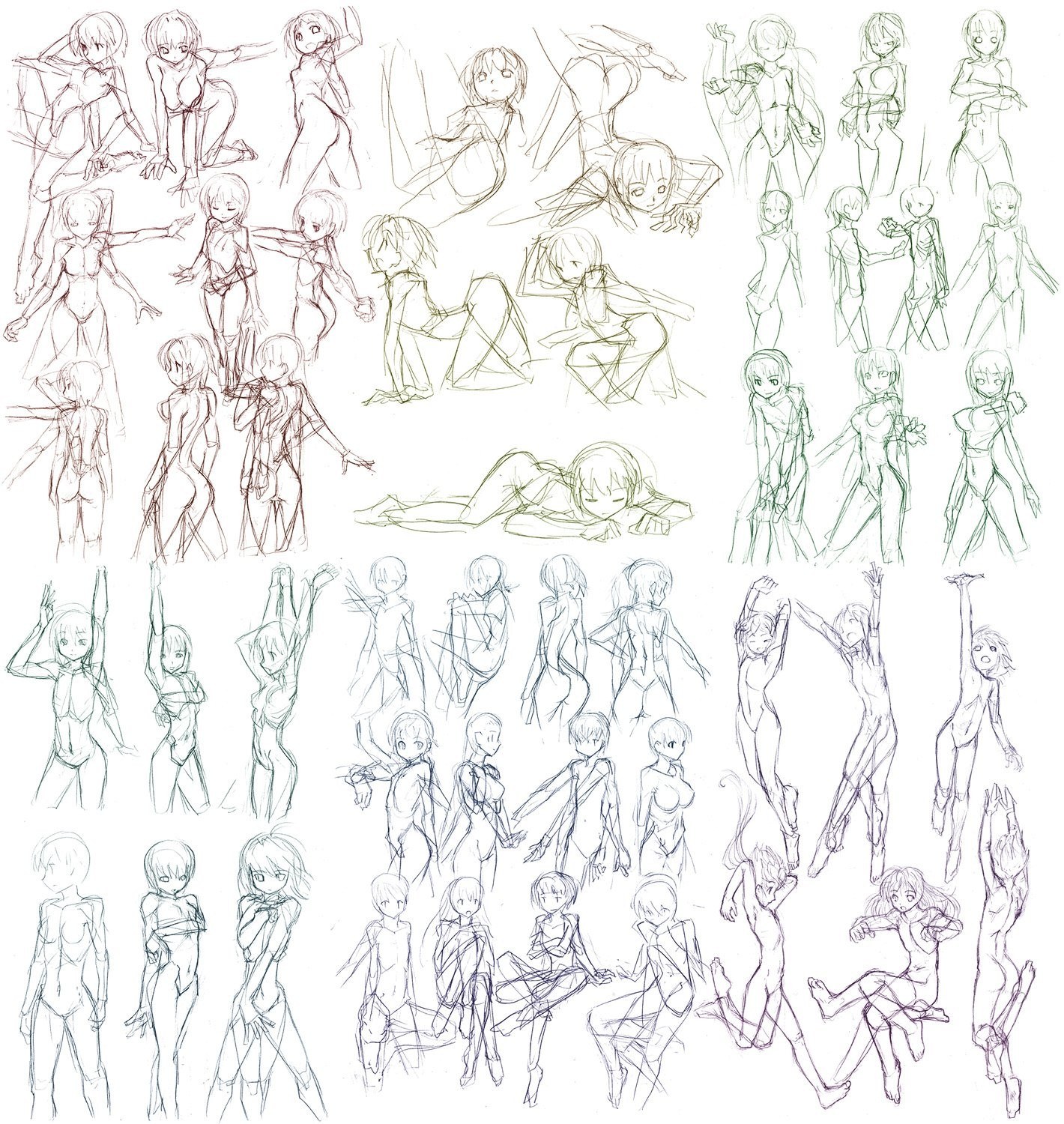 anime character pose studies