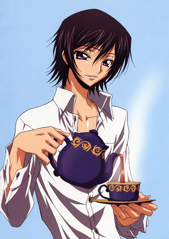 Anime Character Pouring Tea — Blue, Calm