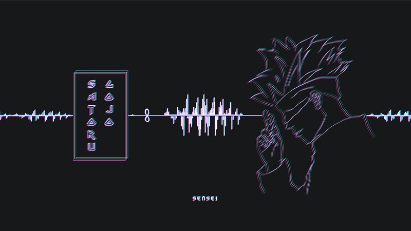 Anime Character Profile — Black, Dramatic, Digital Art, Sound Wave