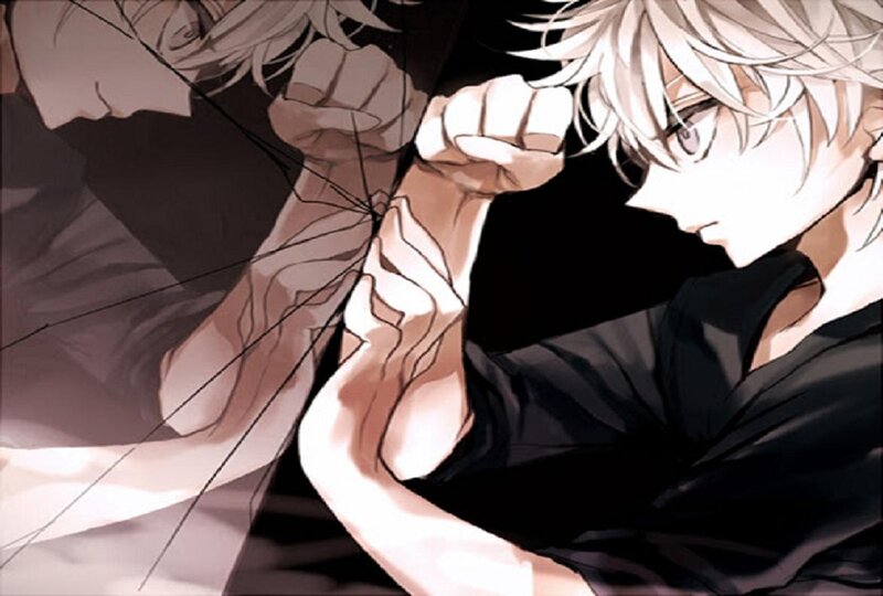 Anime Character Punching — Black, Dramatic