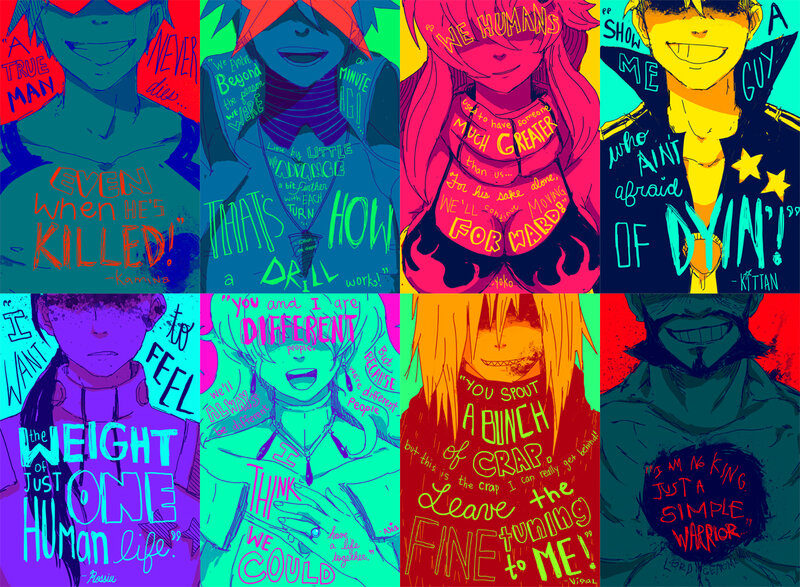 Anime character quotes collage