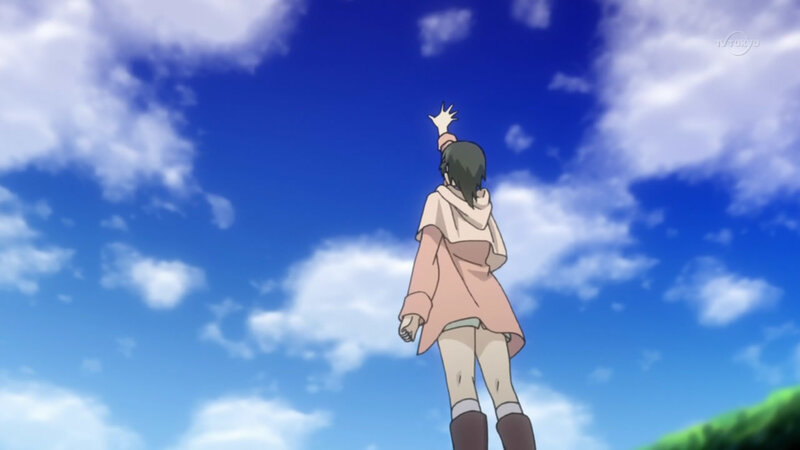 anime character reaching for sky
