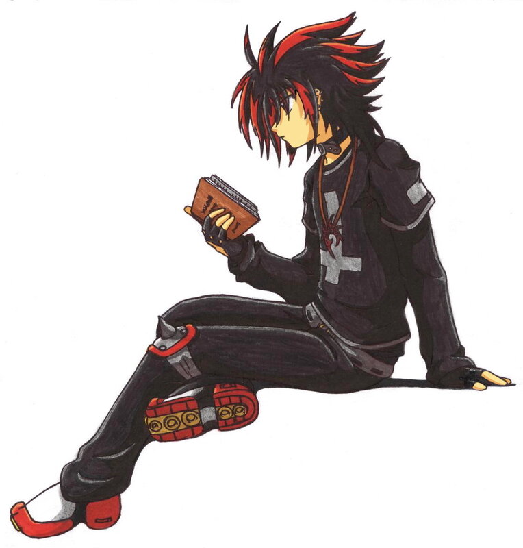 anime character reading book