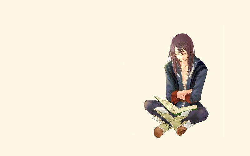 anime character reading book