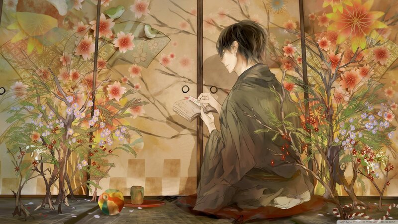 Anime Character Reading Book — Brown, Serene