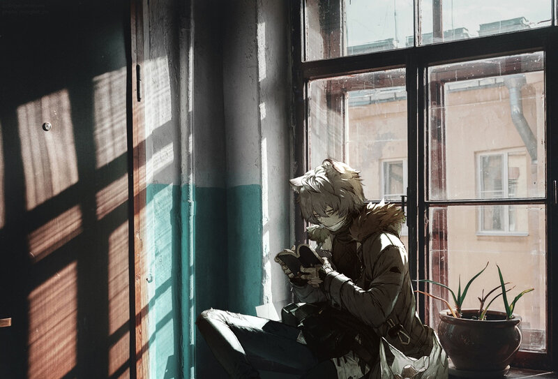 Anime Character Reading Book — Gray