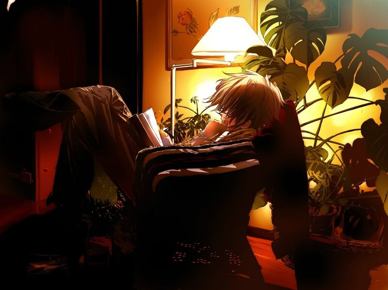 Anime Character Reading Book — Orange