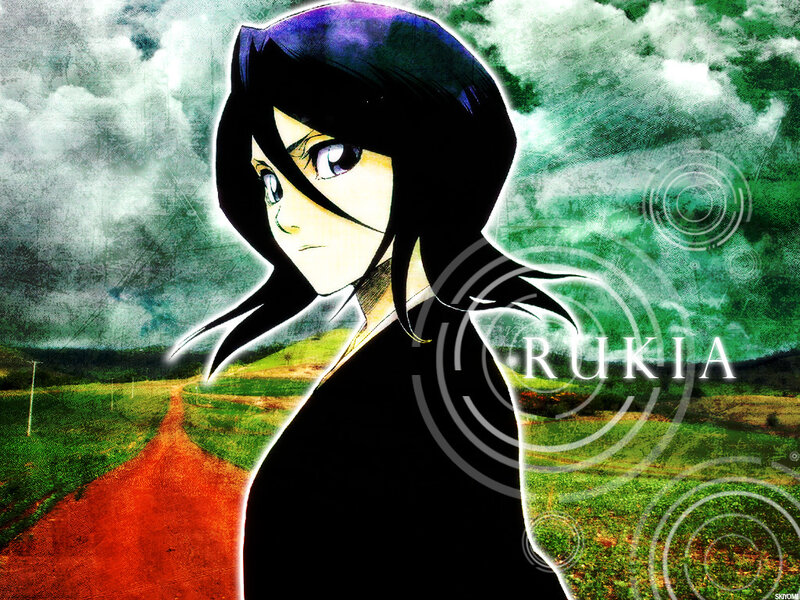Anime character Rukia in a field