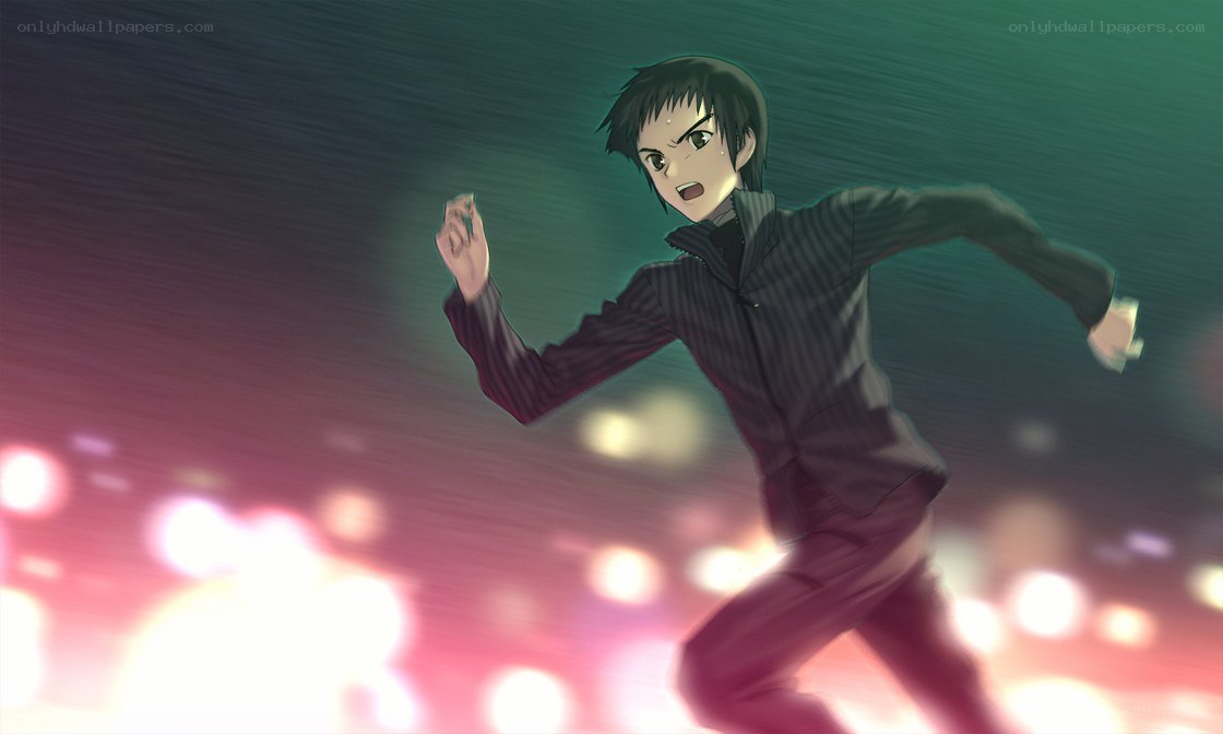 anime character running at night