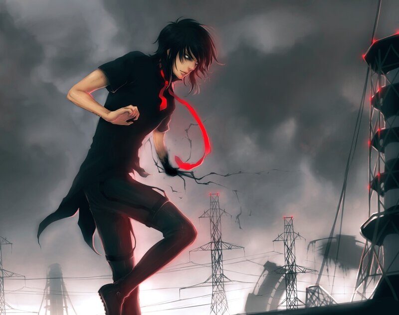 Anime Character Running — Black