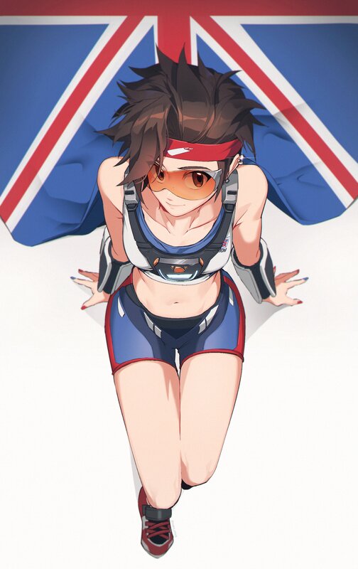 Anime Character Running — Blue, Dynamic, Digital Art