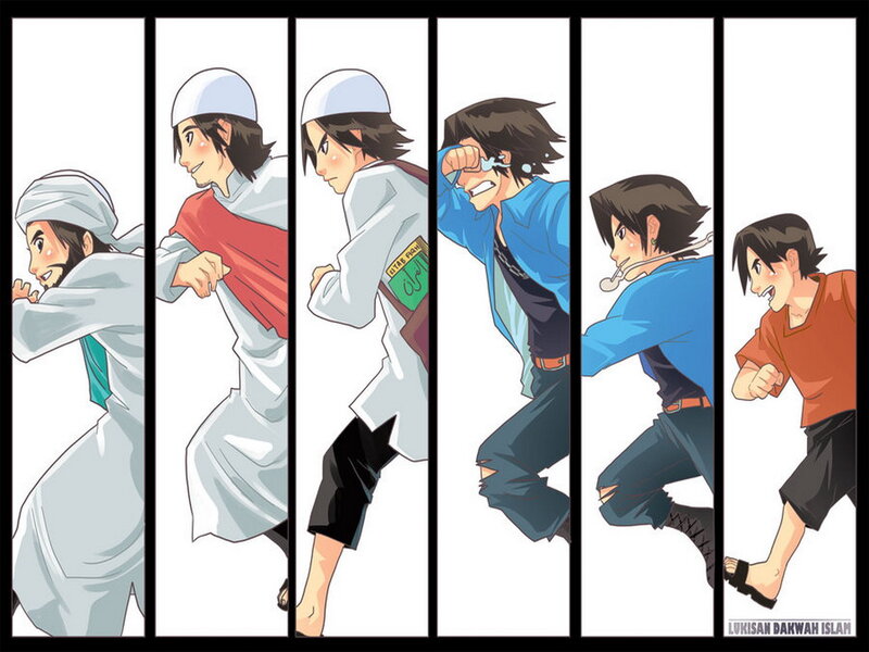 Anime Character Running — Blue, Dynamic, Manga