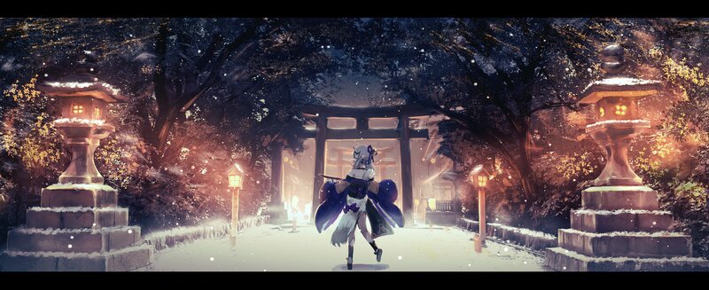 Anime Character Running — Purple, Serene