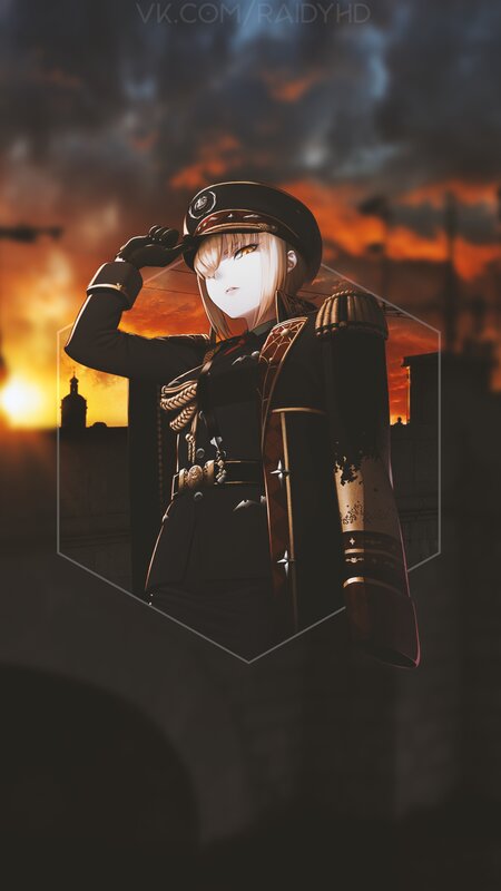 Anime Character Saluting — Black, Dramatic
