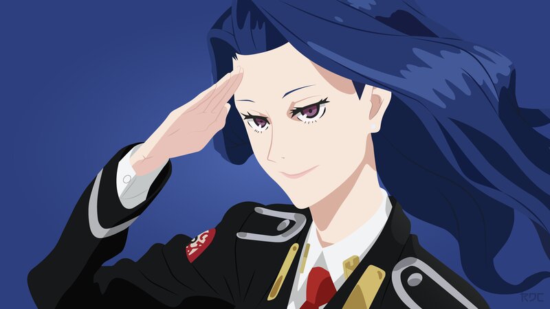 Anime Character Saluting — Blue, Calm