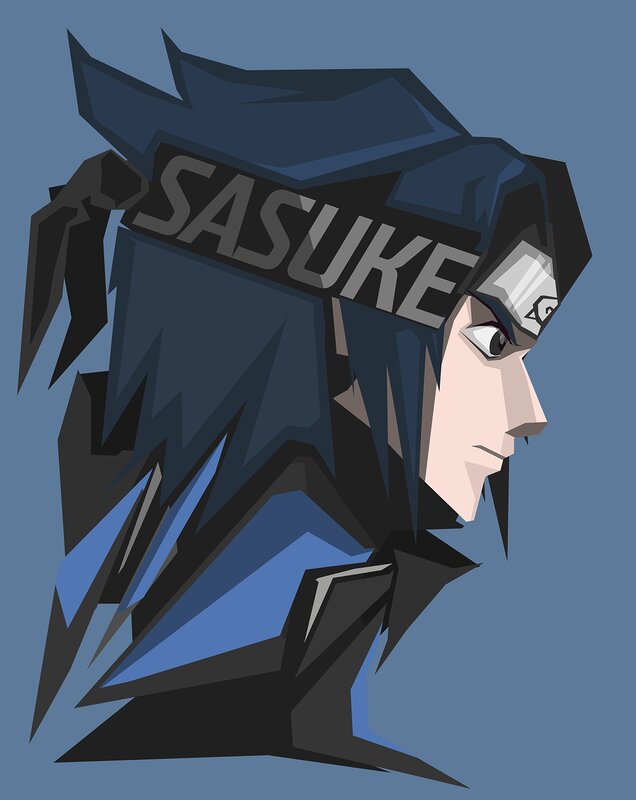 Anime Character Sasuke — Blue, Serious