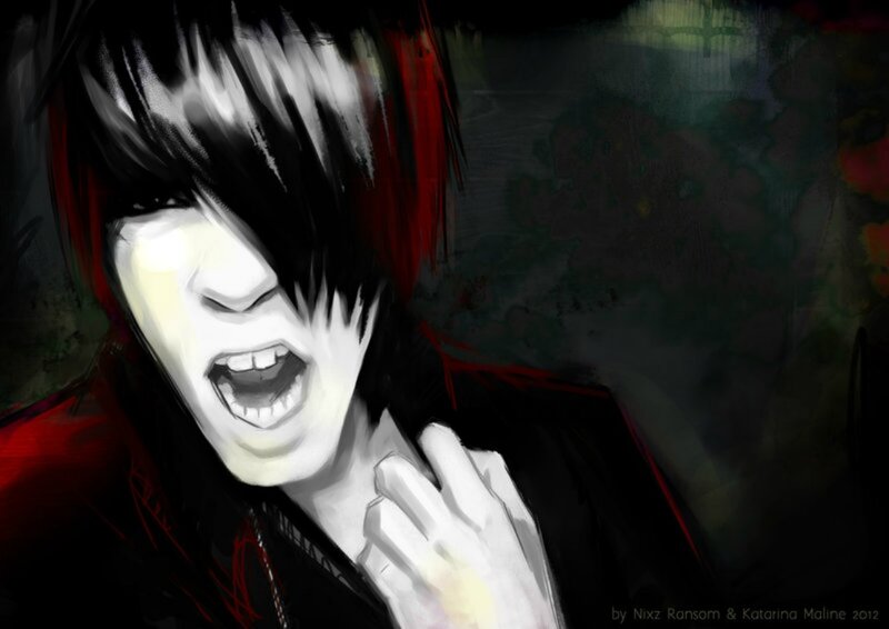 Anime Character Screaming — Black, Dramatic, Digital Art